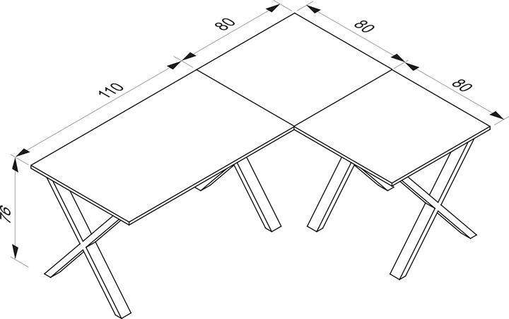 Immagine prodotto VCM Mobili per ufficio Scrivania ad angolo Lona T. 80 cm X Argento (76 x 190 x 160 x 80 cm)