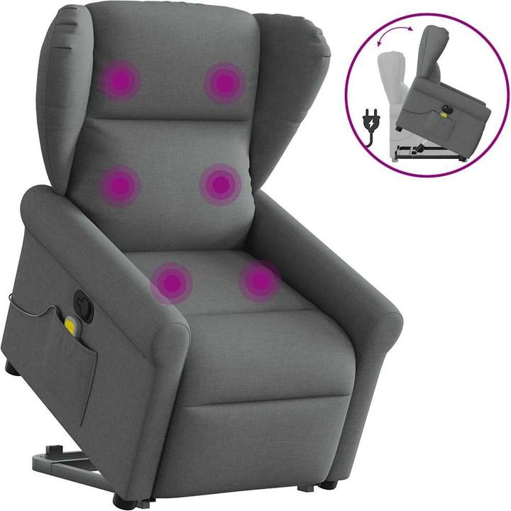 Image du produit VidaXL Fauteuil de massage releveur Gris foncé Tissu