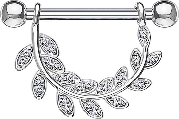 Produktbild Star Piercing Barbell hängende Kristallblätter silber (Chirurgenstahl 316L, Messing)