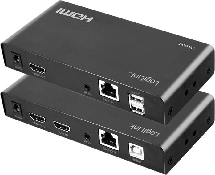 Actual product image LogiLink HDMI extender set via LAN, KVM, 2x USB-A, 1080p, HDCP, IR, Loop Out (Extender)