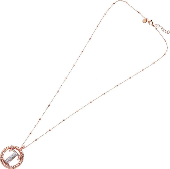 Ottaviani Rose gold bronze necklace with silver glitter