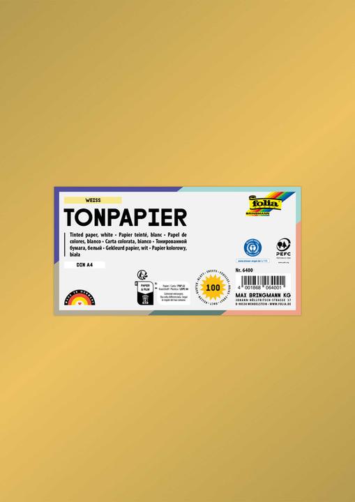 Image du produit Folia Papier tonique, DIN A4, 130 g/qm, doré brillant (130 g/m²)