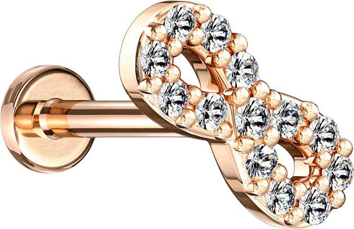 Image du produit Star Piercing Micro Labret femelle or rose Infinity avec cristaux (Laiton, Acier chirurgical 316L)