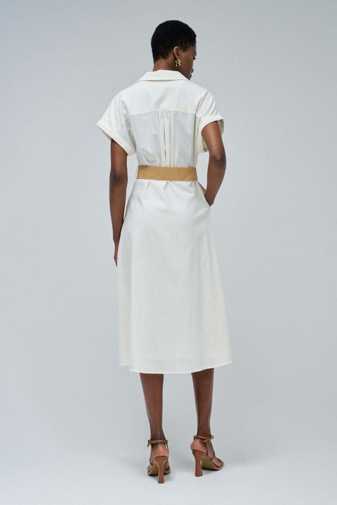Produktbild Salsa Jeans Midikleid Linen Shirt Dress With Front Buttoned Belt (M)
