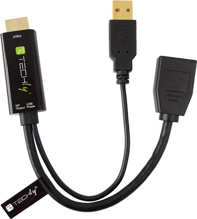 Actual product image Techly Adapter HDMI M to DisplayPort F + USB-A M 4Kx2K 30Hz (HDMI, 1.10 cm)