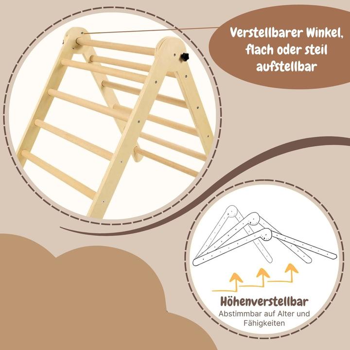 Produktbild Hermex 3-tlg. Holzklettergerüst Indoor-Kletterdreieck Schaukel Kletterbogen