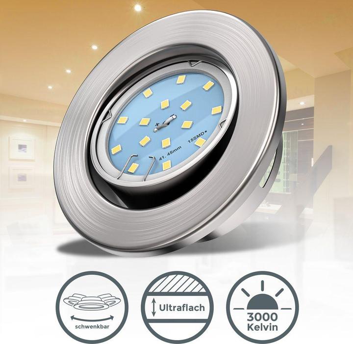 Image du produit B.K.Licht Kit d'éclairage LED encastré, nickel mat, 10xModule LED (400 lm)