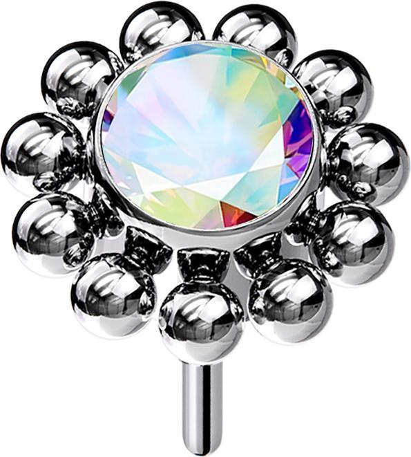 Produktbild Star Piercing Threadless silber Kugelblume Kristall multicolor (ohne Messing, Titan G23)