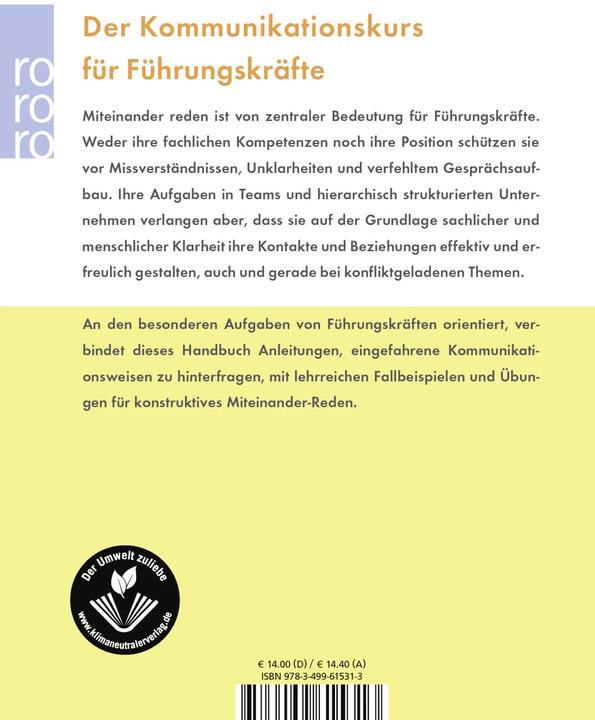 Produktbild Miteinander reden: Kommunikationspsychologie für Führungskrä (Deutsch, Friedemann Schulz von Thun, 2003)