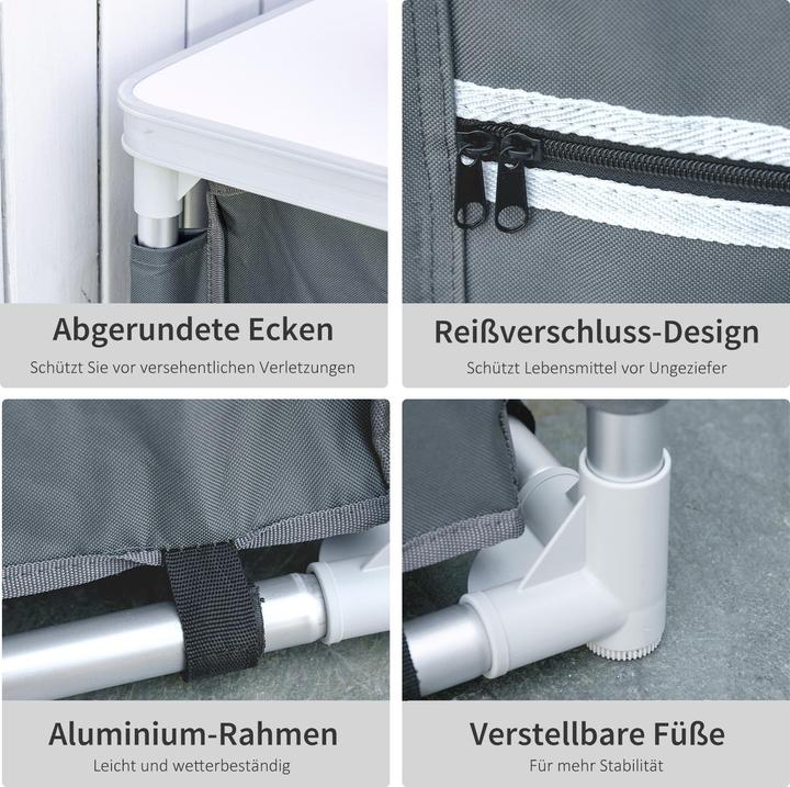 Image du produit Outsunny 2in1Table de camping avec plan de travail et compartiments