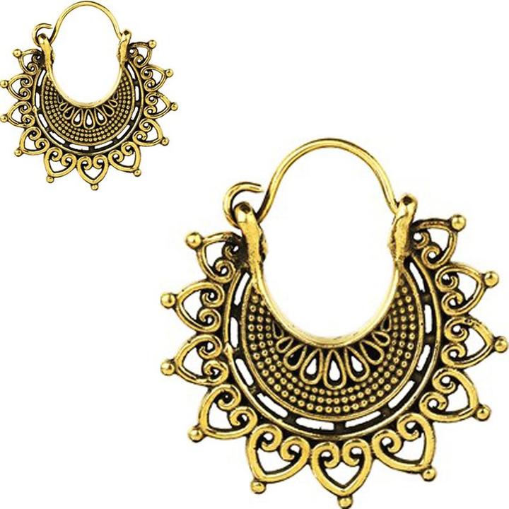 Produktbild Star Piercing Ohrring vergoldet Herzen mit Kugel (Messing)