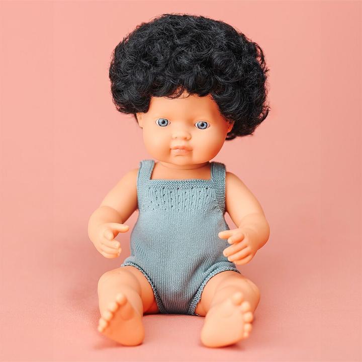 Actual product image Miniland Doll Black Curls Girl 38cm Body Lead Colourful