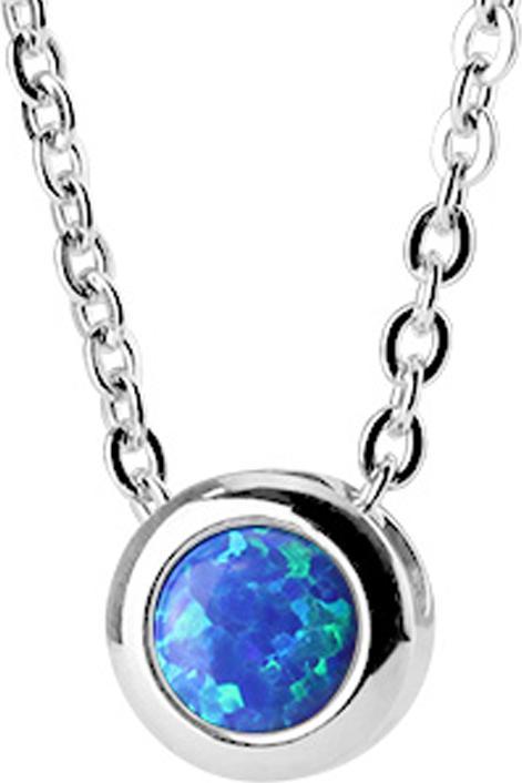 Produktbild Star Piercing Kette silber Anhänger Opal blau (ohne Messing, Chirurgenstahl 316L)
