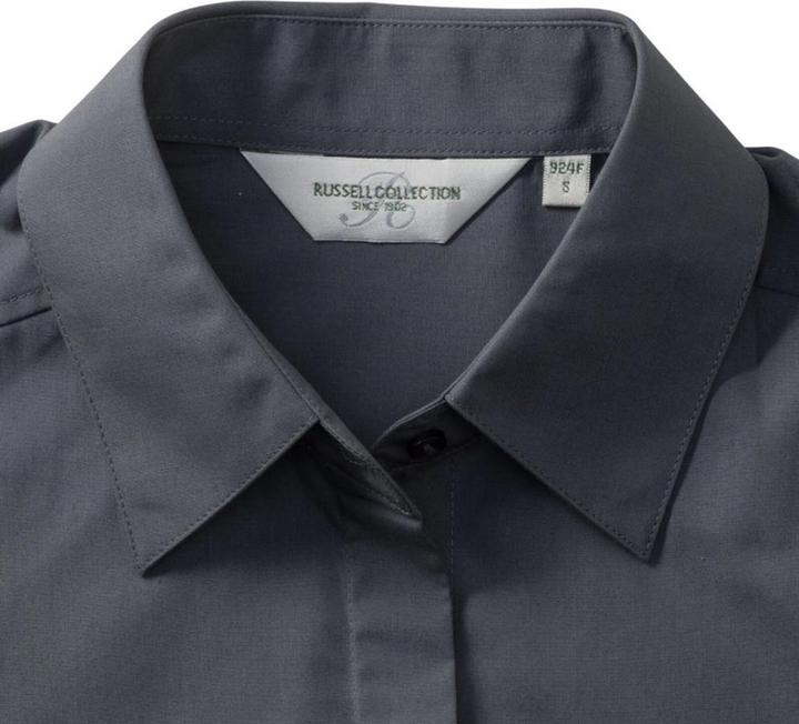 Actual product image Russell Collection poplin blouse shirt long sleeve easy-care fitted (M)
