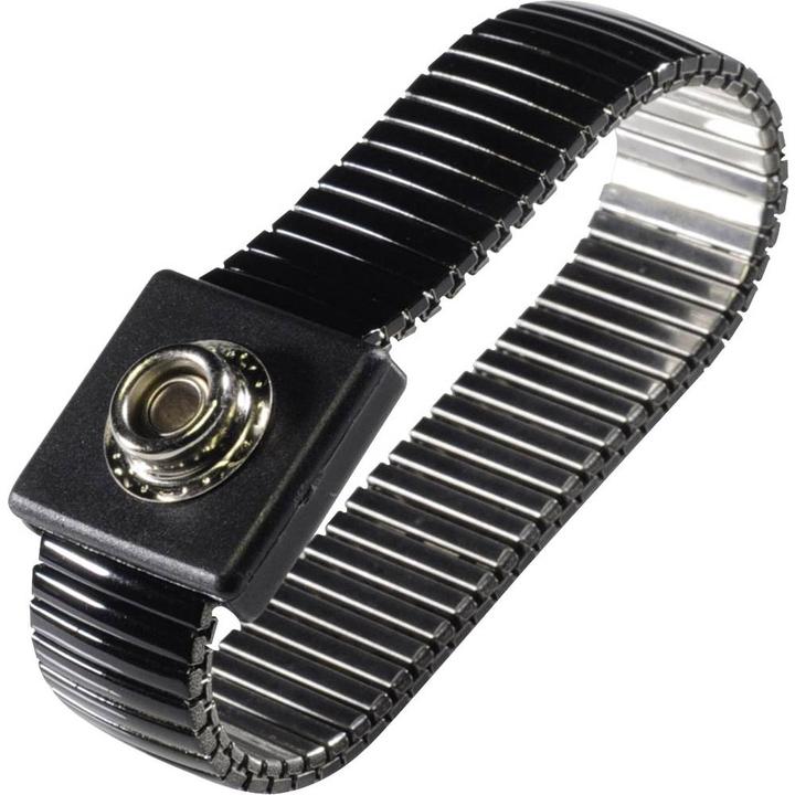 Productafbeelding Tru Components ESD-polsband Zwart incl. aardingskabel PolsME-SET-4-183-K Drukknop 4 mm, krokodillenklem (Statische bescherming)