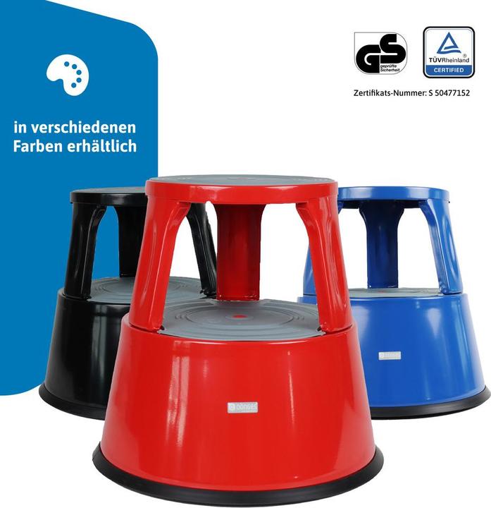 Immagine prodotto Dönges Sgabello a rotelle, metallo, rosso