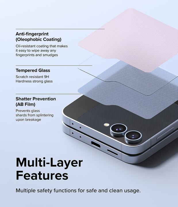 Produktbild Ringke Screen Protector for Galaxy Z Flip 6 COVER DISPLAY PROTECTOR GLASS 2 pack (2 Stück, Samsung Galaxy Z Flip6)