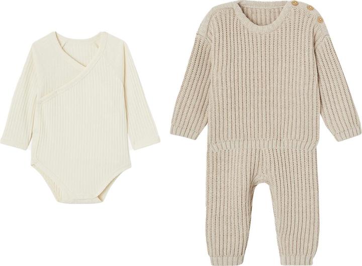 Produktbild Vertbaudet Unisex Baby-Set: Pullover, Strickhose & Wickelbody (62)