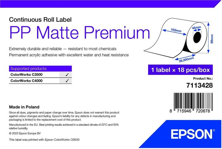 Produktbild Epson Pp Matte Label Prem Continuous