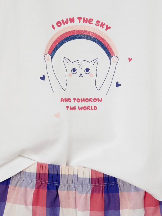 Produktbild Vertbaudet Mädchen Sommer-Schlafanzug mit Katze und Popeline-Shorts (86)