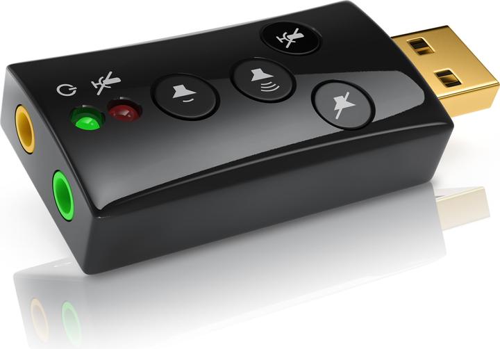 CSL Carte son USB Virtual 7.1 Surround Sound, Externe, touches de fonction, Dynamic 3D, noir (USB 2.0)