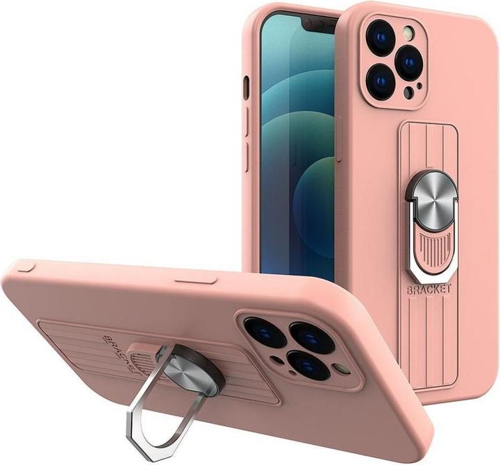 Produktbild Hurtel Ring Case silicone case with finger grip and stand for iPhone 12 Pro pink (Apple iPhone 12 Pro)