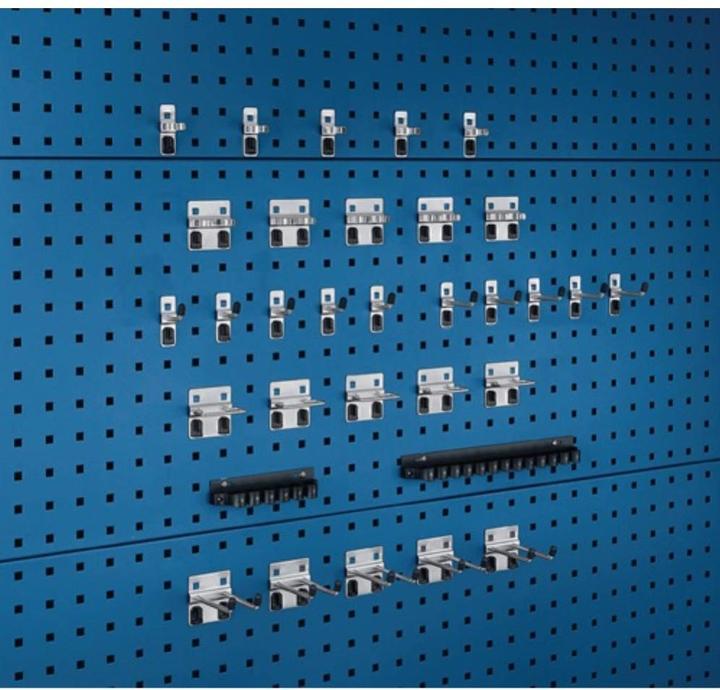 Image du produit Bott Assortiment de porte-outils 32 pièces galvanisé pour panneaux perforés 15 crochets/7 supports/10...