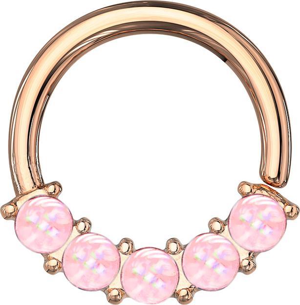 Actual product image Star Piercing Micro Piercing Ring rosegold front five epoxy stones pink (Surgical steel 316L, without brass)