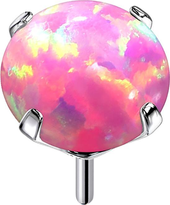 Star Piercing Threadless silber mit Opal pink gefasst (ohne Messing, Titan G23)