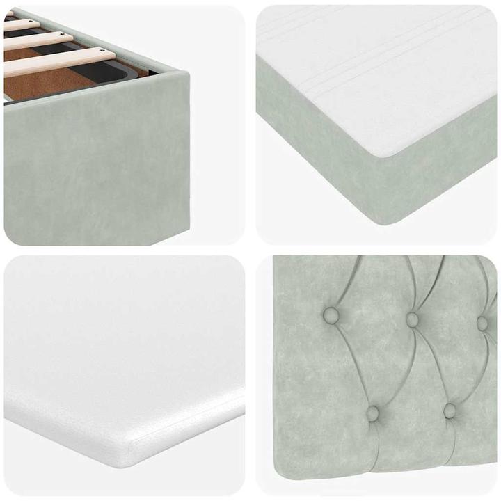 Image du produit VidaXL Ottoman-lit avec matelas gris clair 120x190 cm velours (120 x 200 cm)
