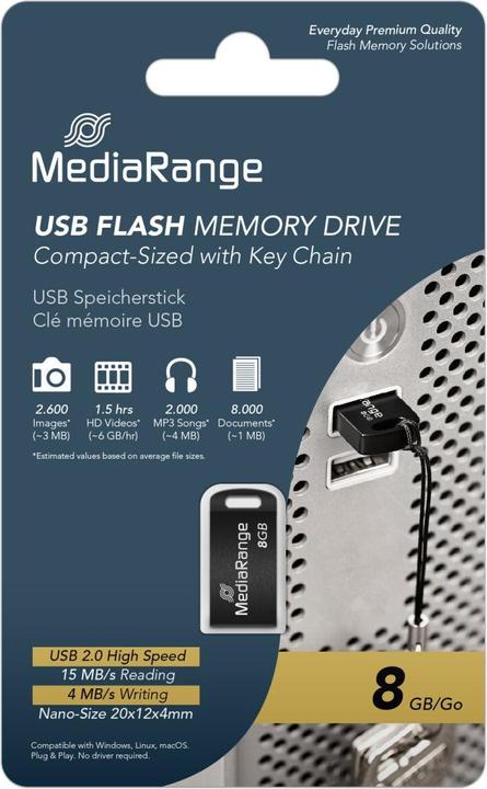 Produktbild MediaRange USB Nano-Speicherstick (8 GB, USB-A)
