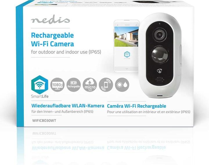 Actual product image Nedis SmartLife Outdoor Camera Wi-Fi 1920x1080 IP65 Max. Battery life: 6 months Cloud Storage ( (1920 x 1080 Pixels)