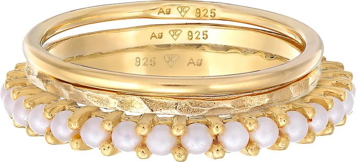 Produktbild Elli Ring Stapelring Perlen 3er Set 925 Silber (54, 925 Silber)