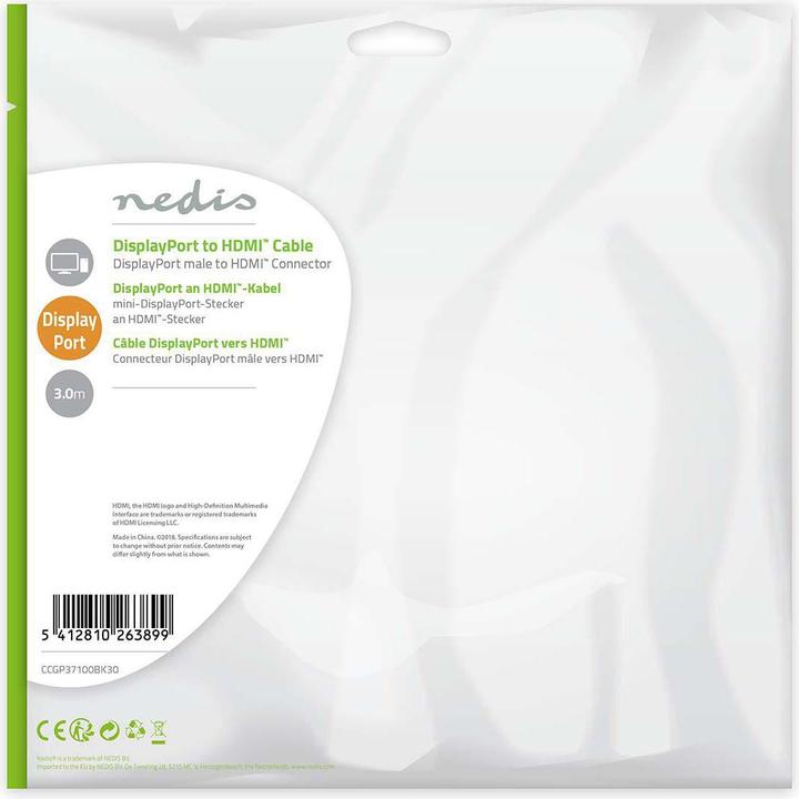 Produktbild Nedis Video- / Audiokabel (3 m, DisplayPort)