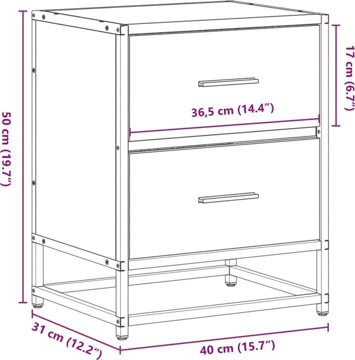 Image du produit VidaXL Table de nuit Table de chevet Table de chevet Chêne Sonoma (40 x 31 x 50 cm)