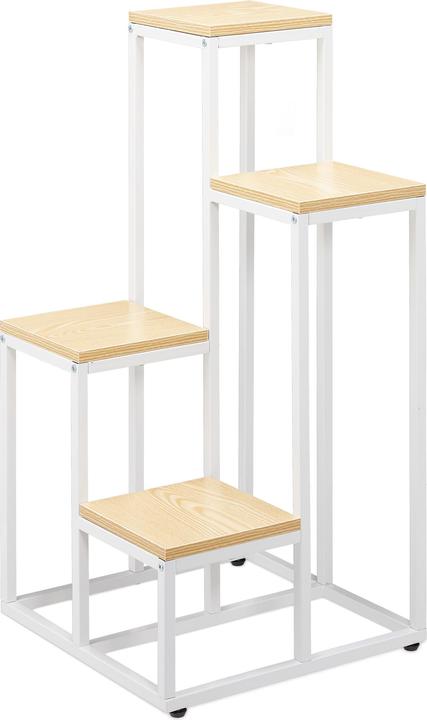 Image du produit Relaxdays Support pour plantes avec 4 étagères 80 x 40 cm, Nature/Blanc