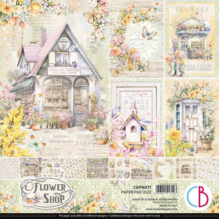 Produktbild Ciao Bella Scrapbook-Papier "Flower Shop", 12 Blatt, 30,5 x 30,5 cm (190 g/m², 12 x)