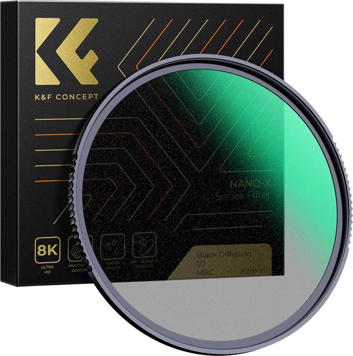 Immagine prodotto K&F Concept 1/2 Black Mist Filter Nano X 55mm (KF-01.1650) (Filtro nebbia nero, 55 mm)