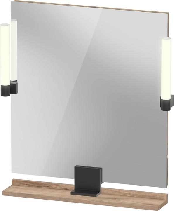 Produktbild Duravit Sivida Spiegel, Diamantschwarz Matt, 650x36x650mm, Aufsatzleuchte, Sensorschalter, Netzansch