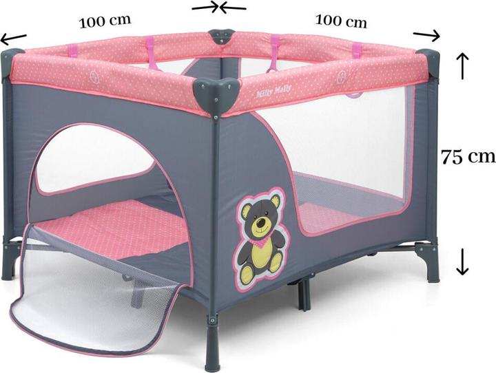 Actual product image Mally Milly Fun Pink Bear Kinder Laufstall faltbar (91.50 cm, 100 cm)