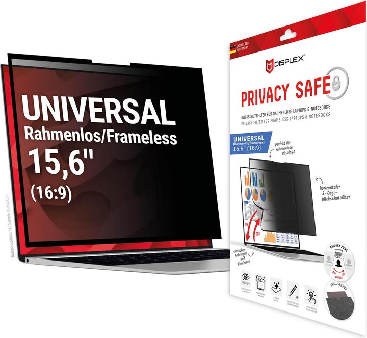 Actual product image Displex Privacy Safe randlos, Laptop Blickschutzfilter (15.60", 16 : 9)