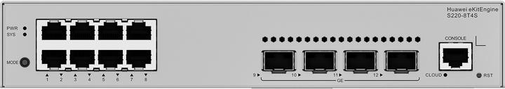 Actual product image Huawei S220-8T4S 8x10/100/1000BASE-T ports 4xGE SFP ports AC power eKit (8 Ports)