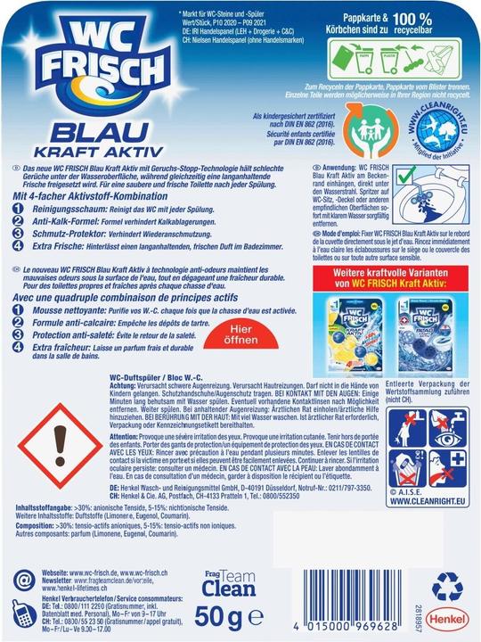 Energie-Label WC Frisch Kraft-Activ Blauspüler Ozean