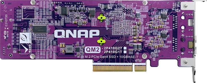 Produktbild QNAP Card QM2 series 2xPCIe 2280 M.2 SSD slots PCIe Gen4x8 2xAQC113C 10GbE NBASE-T port