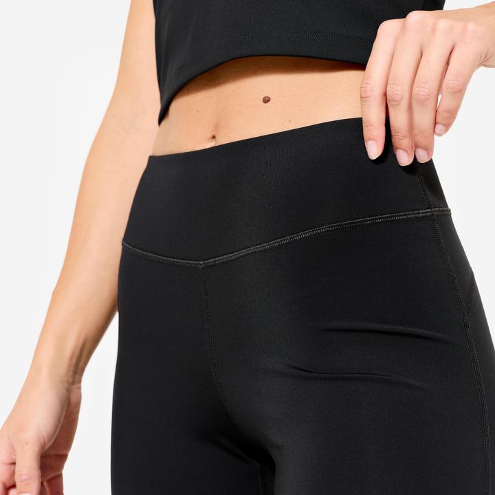 Actual product image Domyos Leggings Damen hoher Taillenbund Mesheinsatz - schwarz (W28/L31)