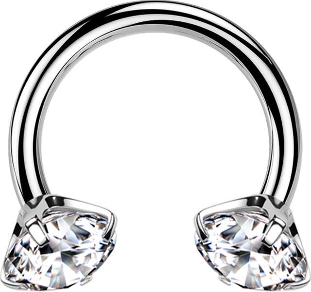 Produktbild Star Piercing Micro Circular Barbell Innengewinde silber zwei Kristalle silber gefasst (ohne Messing, Titan G23)