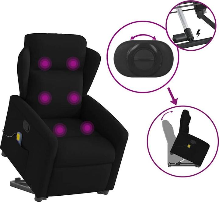 Produktbild VidaXL Massagesessel mit Aufstehhilfe Schwarz Stoff