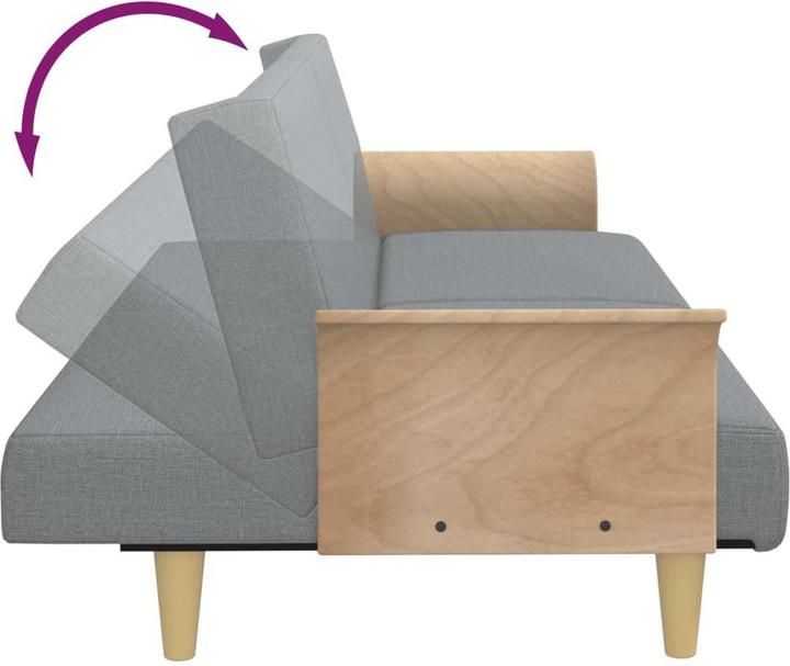 Produktbild VidaXL Schlafsofa 2 Sitzer mit Kissen Fusshocker Bettsofa Tagesbett Hellgrau Samt (Bettsofa)