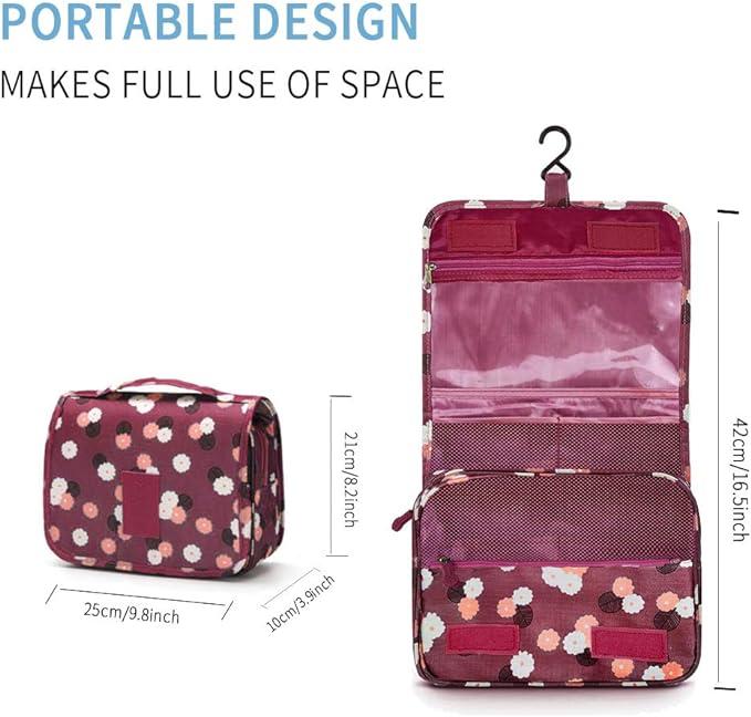 Produktbild Only-Bags.Store Vielseitiger Reise-Toilettenbeutel mit Haken - strapazierfähiges Polyester, geruchsneutral