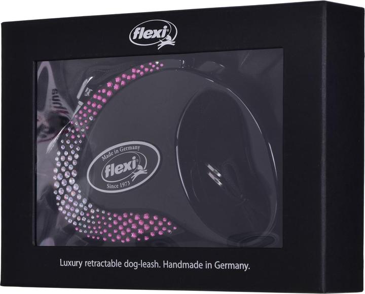 Produktbild Flexi Glam Composition with Swarovski crystals M - Hund Rückziehbare Leine - 5 m - Schwarz (M, Hund, Spazieren)